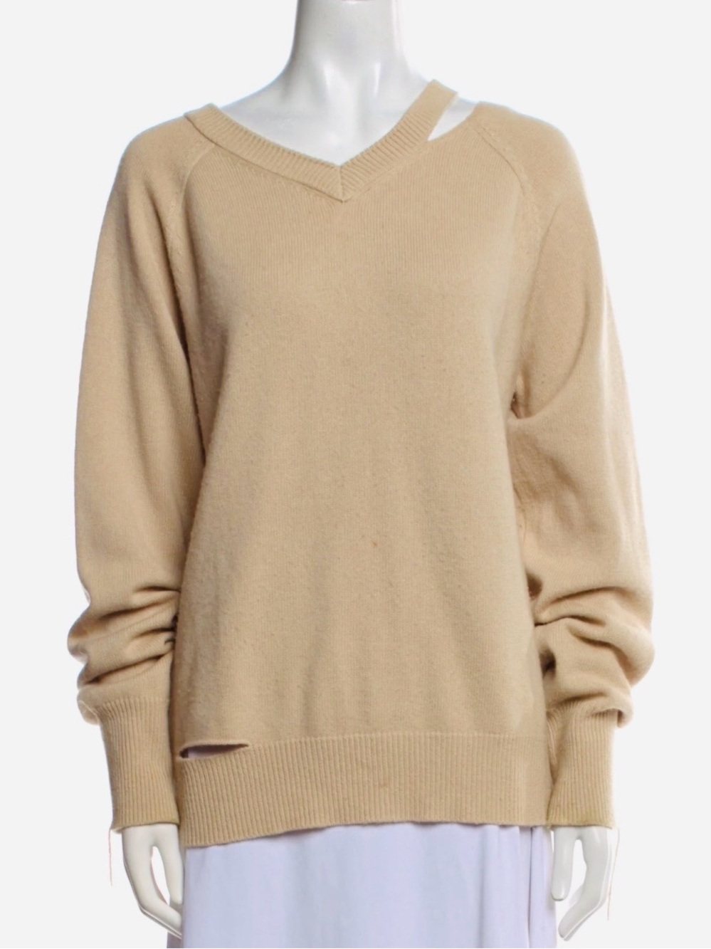 Helmut Lang NWT distressed V-Neck Women's Sweater with Cutout Detail size M